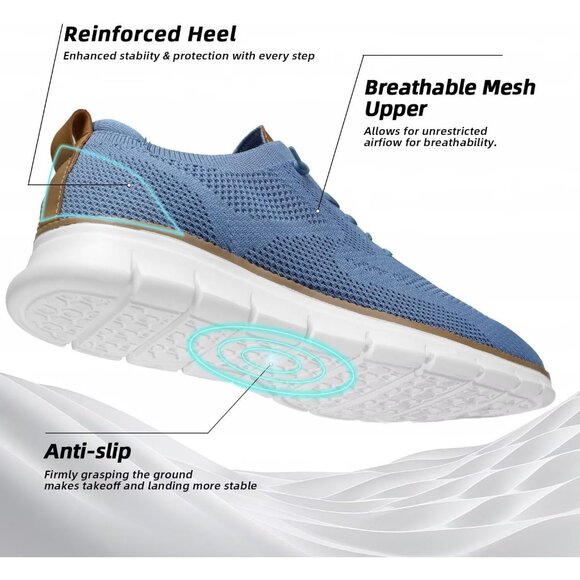 ⚡Men's Light Blue Mesh Casual Walking Business Oxfords Work Lightweight Sneakers - Picture 7 of 7